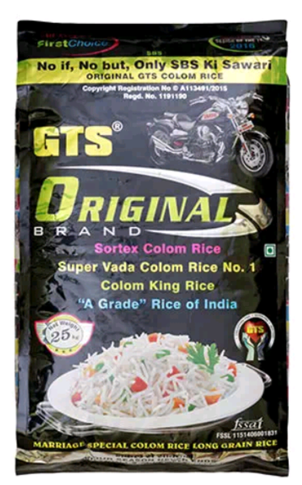 GTS Bullet Original Kolam Raw Rice - 25kg